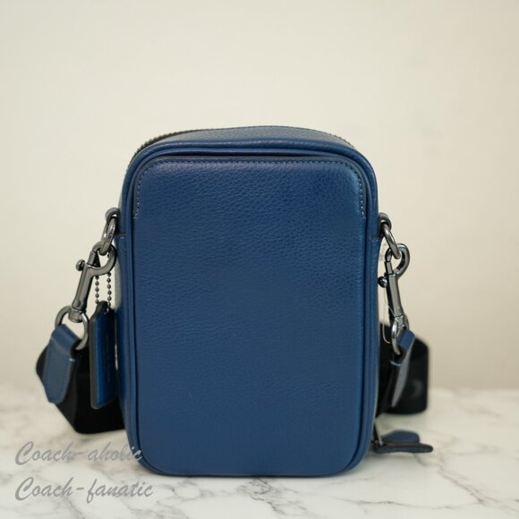 NWT Coach CL948 Stanton Crossbody Bag In Refined Pebble Leather Deep Blue - Picture 6 of 12